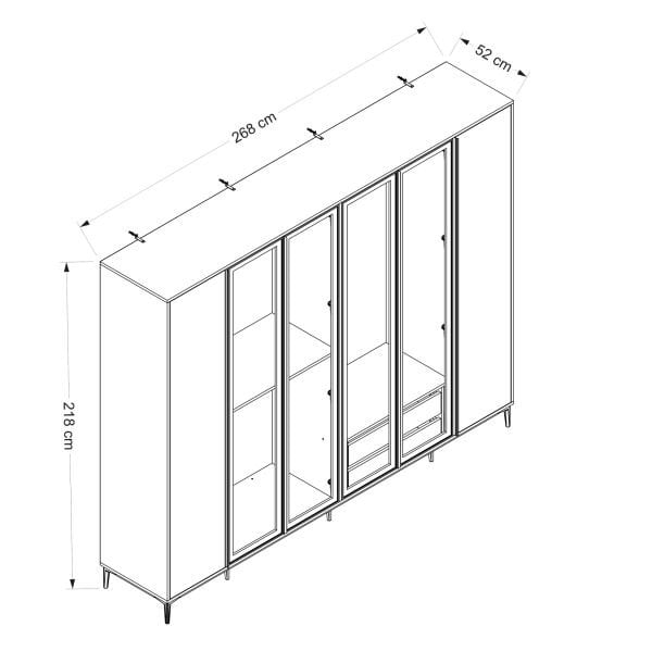 Elevate 6 Kapılı Dolap - Beyaz Ahşap