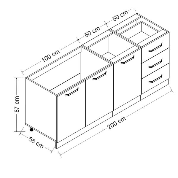 Minar 200 Cm Mutfak Dolabı Beyaz 200-B2