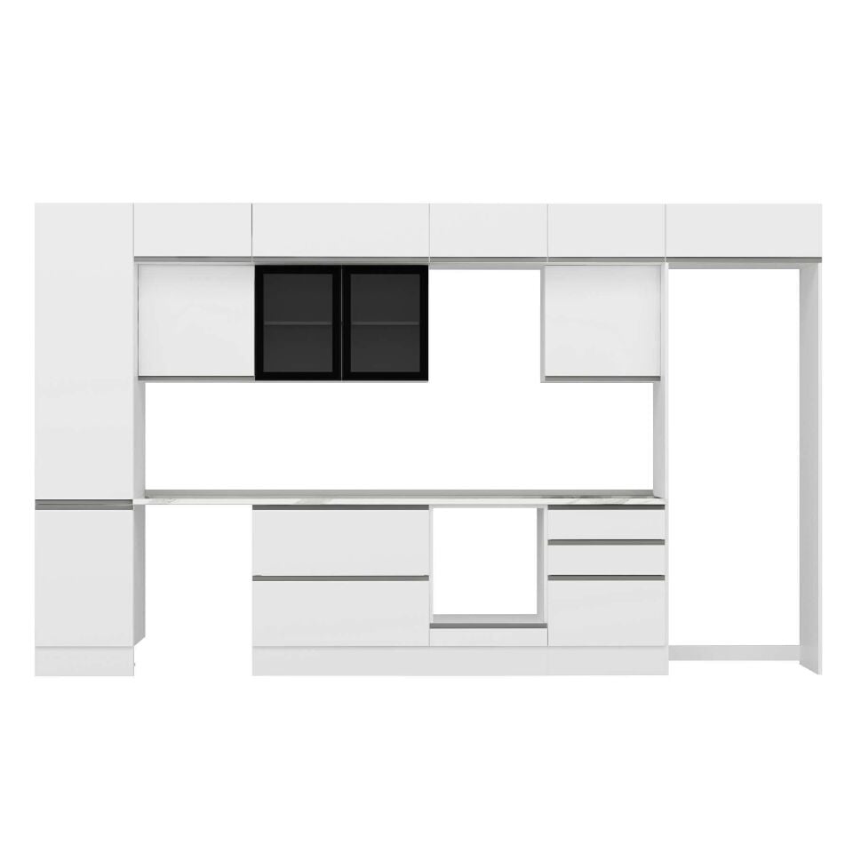 Alvinka 390X240 Cm High Gloss Mutfak Dolabı Mbb-E80B50S60-3 High Gloss | Beyaz - Suntalam
