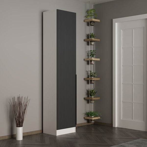 Minar Kale 210 Cm 1 Kapaklı 1B Raf Portmanto Byz Mbr Çizgili Ant