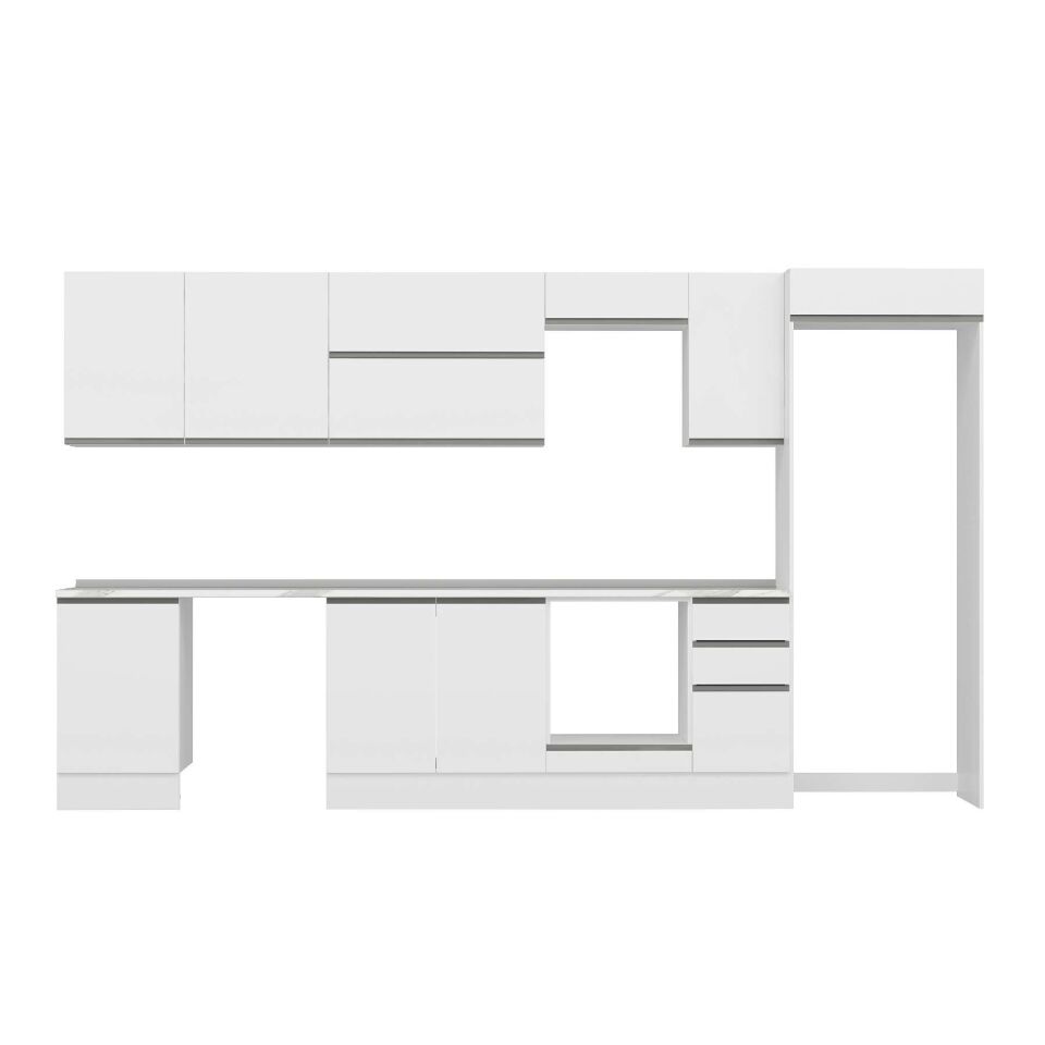 Alvinka 370X222 Cm High Gloss Mutfak Dolabı Mb-E80S50S40-2 High Gloss | Beyaz - Mdf