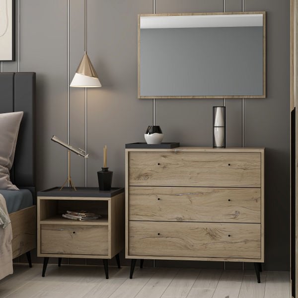 Lara Aynalı Şifonyer 3Ç - Senza