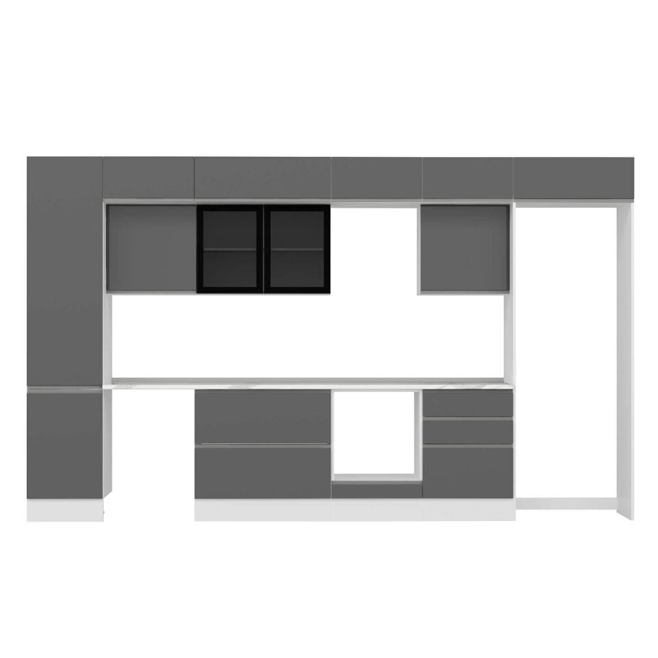 Alvinka 390X240 Cm High Gloss Mutfak Dolabı Mbb-E80B50S60-3 High Gloss | Antrasit - Suntalam