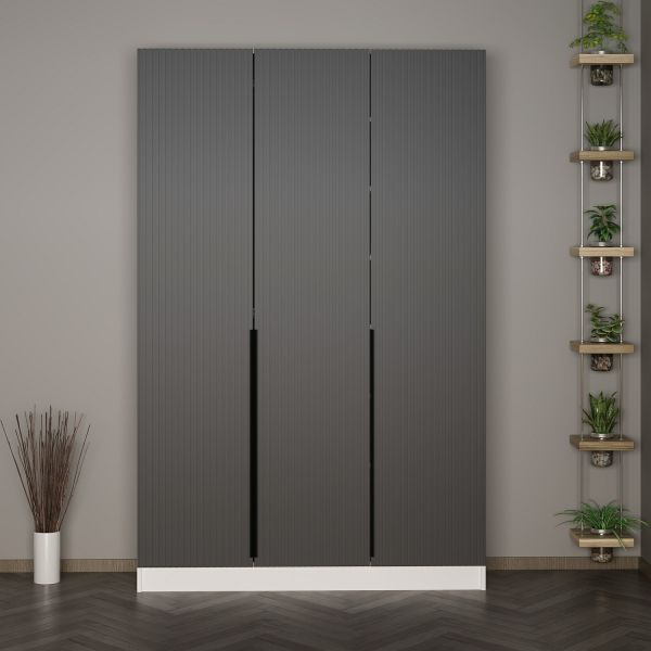 Minar Kale 210 Cm 3 Kapaklı 1B Raf Portmanto Byz Mbr Çizgili Ant