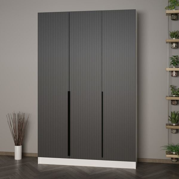 Minar Kale 210 Cm 3 Kapaklı 1B Raf Portmanto Byz Mbr Çizgili Ant