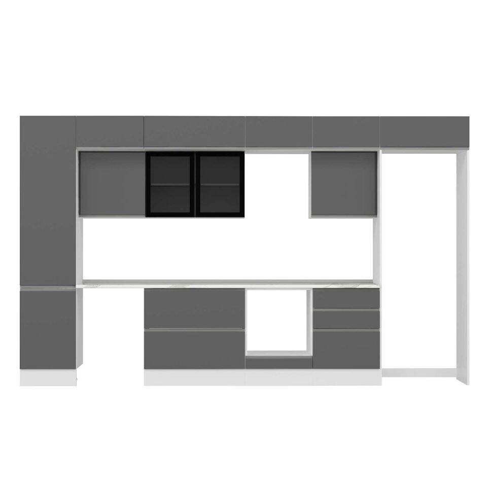 Alvinka 390X240 Cm High Gloss Mutfak Dolabı Mbb-E80B50S60-3 High Gloss | Antrasit - Mdf