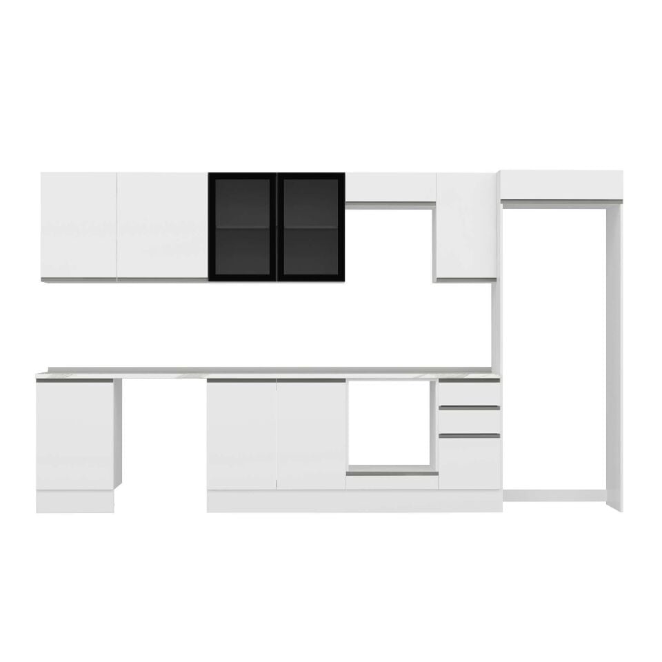 Alvinka 370X222 Cm High Gloss Mutfak Dolabı Mb-E80S50S40-3 High Gloss | Beyaz - Suntalam