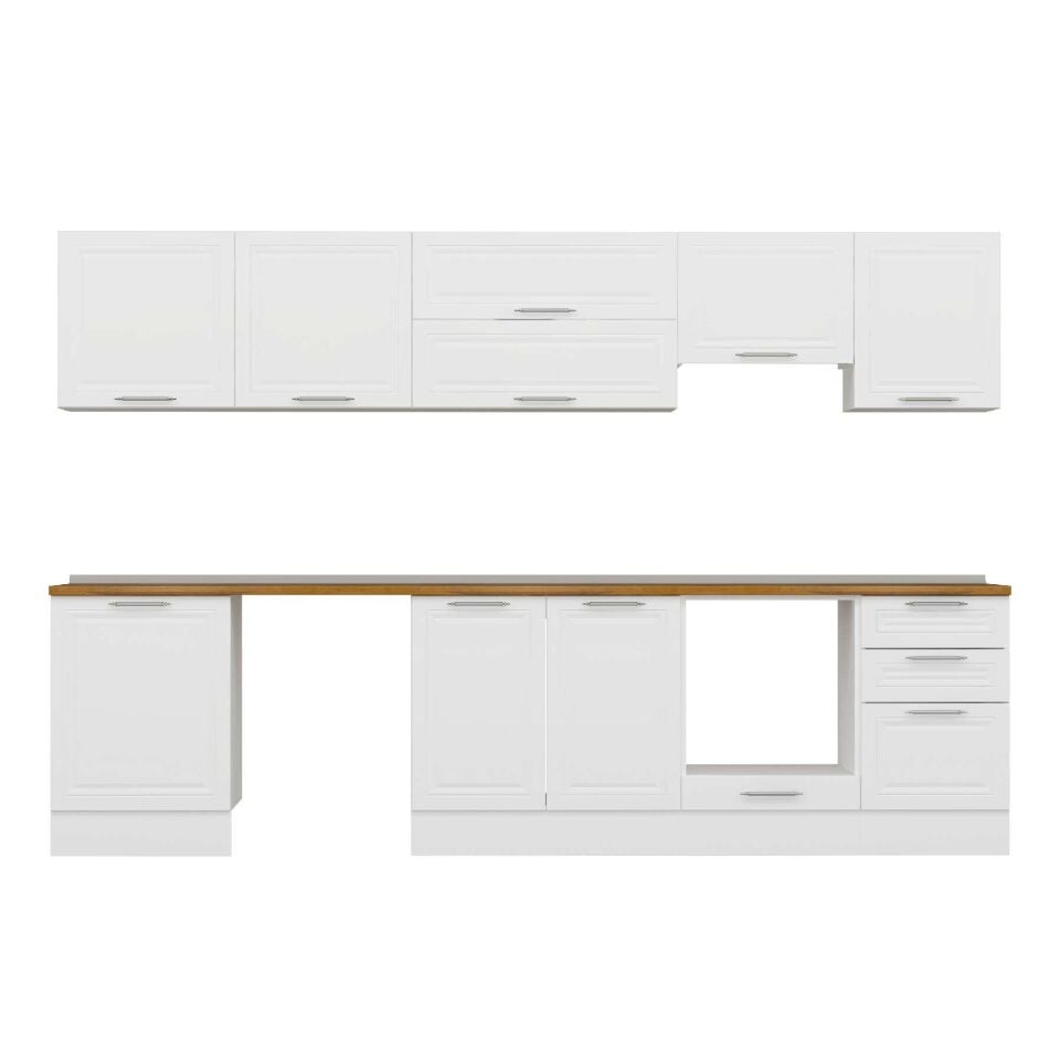 Alvinka 320X210 Cm Klasik Mebran Mutfak Dolabı M-E90S60S50-1 Mebran | Beyaz - Suntalam
