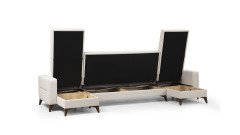 Kristal (D+3+D) Uzanmalı Köşe Koltuk Takımı Bej