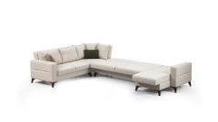 Kristal (D+3+K+2) Uzanmalı L Köşe Koltuk Takımı Bej