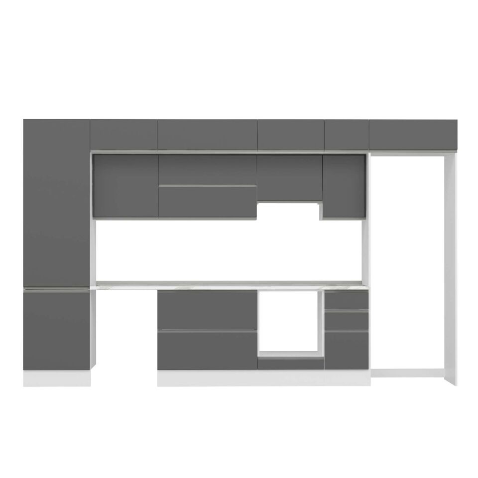 Alvinka 380X240 Cm High Gloss Mutfak Dolabı Mbb-E80B60S40-1 High Gloss | Antrasit - Suntalam