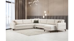 Kristal (D+3+K+3) Uzanmalı L Köşe Koltuk Takımı Bej