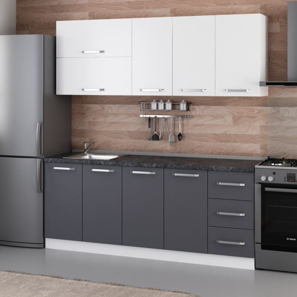 Minar 200 Cm Mutfak Dolabı Beyaz Antrasit 200-A1