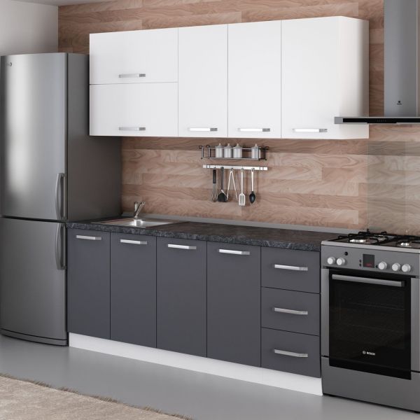 Minar 200 Cm Mutfak Dolabı Beyaz Antrasit 200-A1