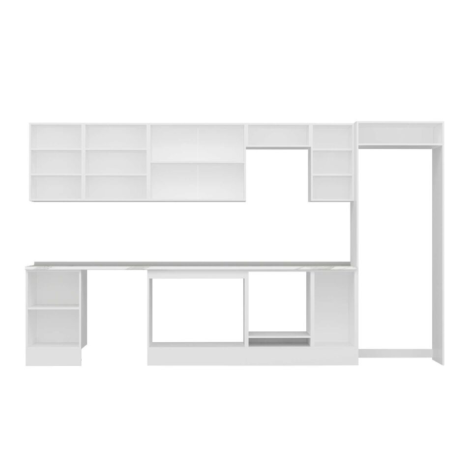 Alvinka 370X222 Cm High Gloss Mutfak Dolabı Mb-E80S50S40-3 High Gloss | Antrasit - Mdf