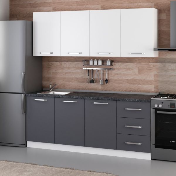 Minar 200 Cm Mutfak Dolabı Beyaz Antrasit 200-A2