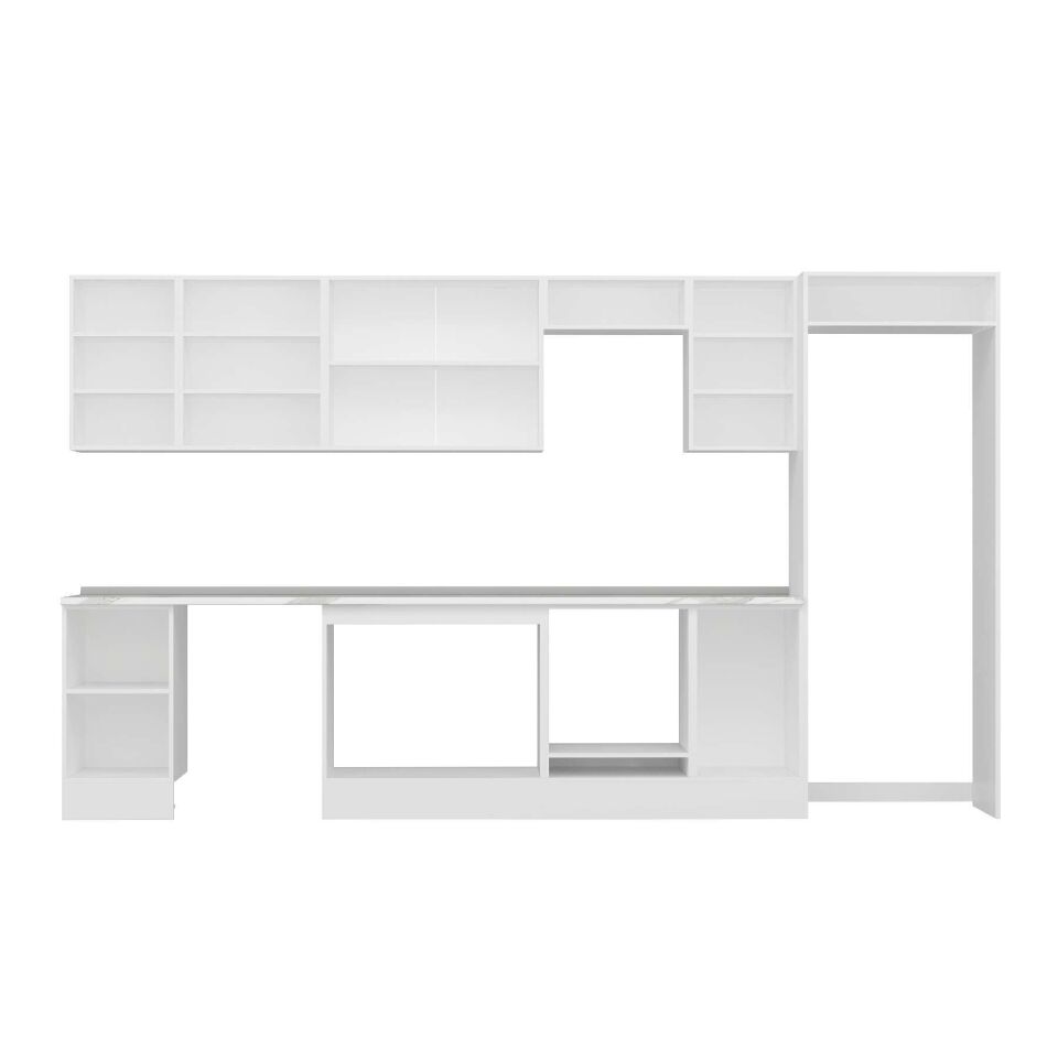 Alvinka 380X222 Cm Klasik Mebran Mutfak Dolabı Mb-E90S45S45-3 Mebran | Kumtaşı - Suntalam