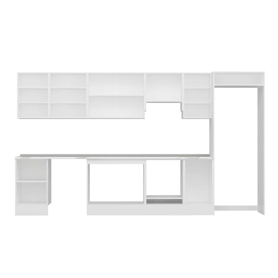 Alvinka 375X222 Cm High Gloss Mutfak Dolabı Mb-E80S50S45-1 High Gloss | Beyaz - Mdf