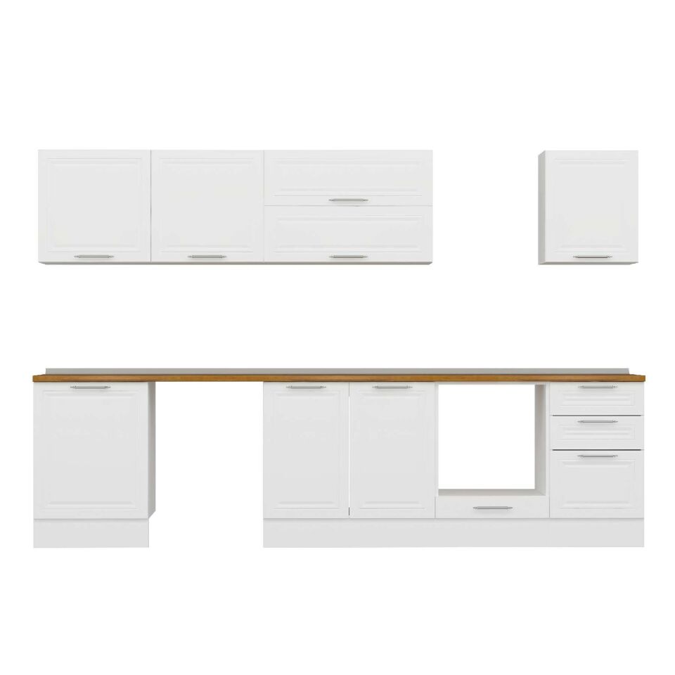 Alvinka 320X210 Cm Klasik Mebran Mutfak Dolabı M-E90S60S50-2 Mebran | Beyaz - Suntalam