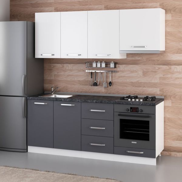 Minar 200 Cm Mutfak Dolabı Beyaz Antrasit 200-A5