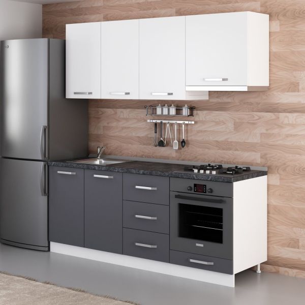 Minar 200 Cm Mutfak Dolabı Beyaz Antrasit 200-A5