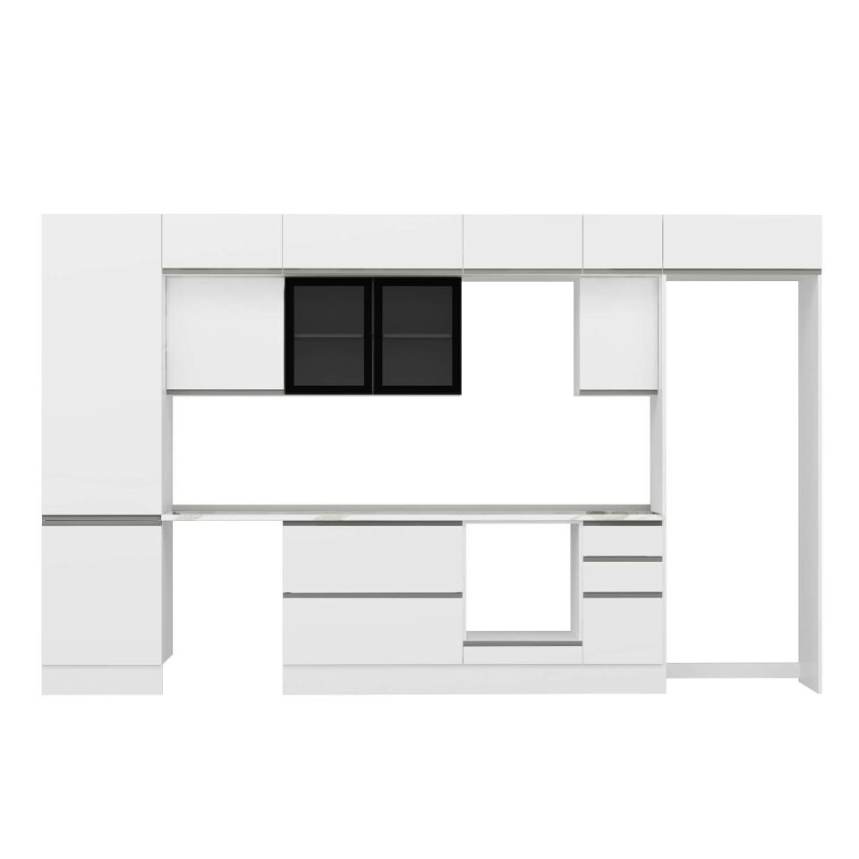 Alvinka 380X240 Cm High Gloss Mutfak Dolabı Mbb-E80B60S40-3 High Gloss | Beyaz - Suntalam