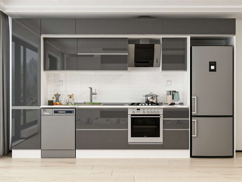 Alvinka 375X240 Cm High Gloss Mutfak Dolabı Mbb-E80B50S45-2