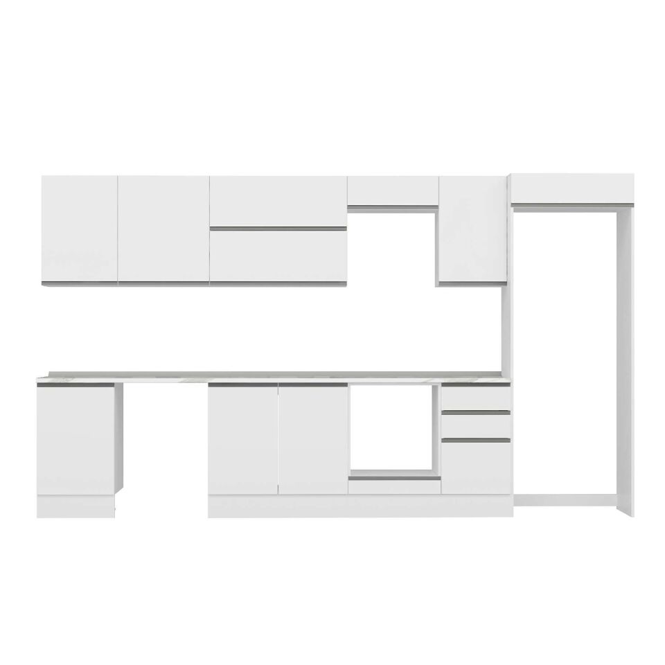 Alvinka 375X222 Cm High Gloss Mutfak Dolabı Mb-E80S50S45-2 High Gloss | Beyaz - Mdf