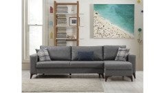Kristal (3+D) Uzanmalı Köşe Koltuk Takımı Koyu Gri
