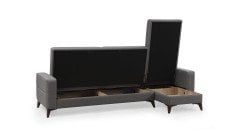 Kristal (3+D) Uzanmalı Köşe Koltuk Takımı Koyu Gri