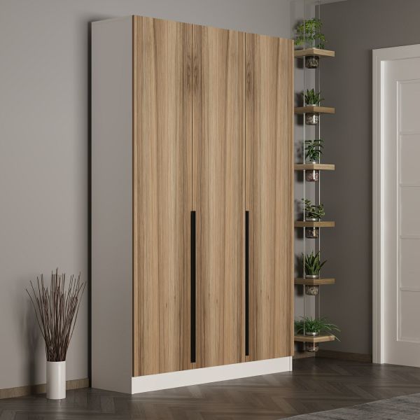 Minar Kale 210 Cm 3 Kapaklı 1B Raf Portmanto Beyaz Dore Plus