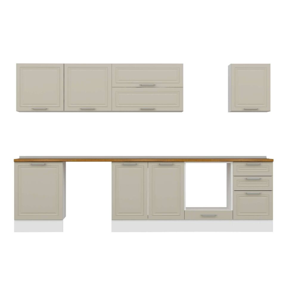 Alvinka 320X210 Cm Klasik Mebran Mutfak Dolabı M-E90S60S50-2 Mebran | Kumtaşı - Mdf