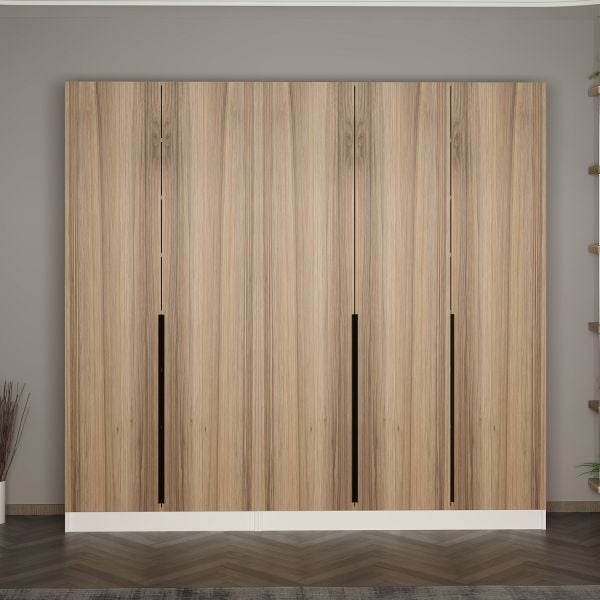 Minar Kale 210 Cm 5 Kapaklı 3B Raf Portmanto Beyaz Dore Plus