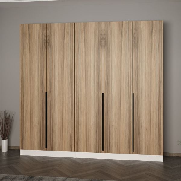 Minar Kale 210 Cm 5 Kapaklı 3B Raf Portmanto Beyaz Dore Plus