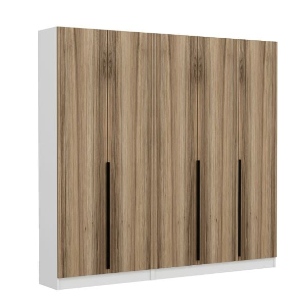 Minar Kale 210 Cm 5 Kapaklı 3B Raf Portmanto Beyaz Dore Plus