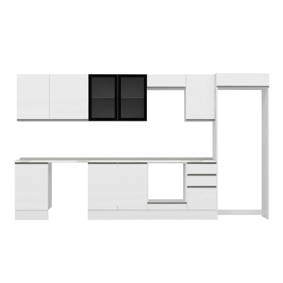 Alvinka 375X222 Cm High Gloss Mutfak Dolabı Mb-E80S50S45-3 High Gloss | Beyaz - Suntalam