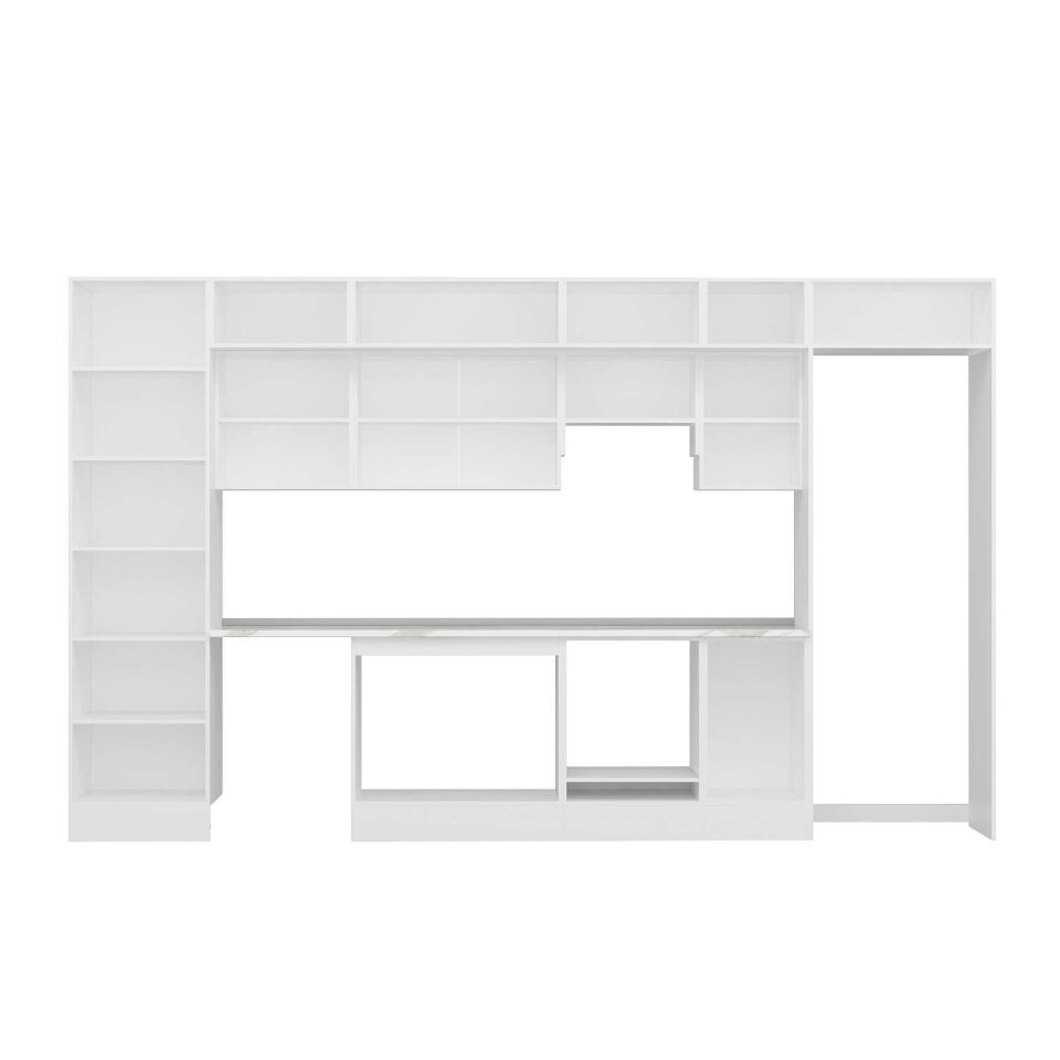 Alvinka 385X240 Cm High Gloss Mutfak Dolabı Mbb-E80B60S45-1 High Gloss | Beyaz - Suntalam