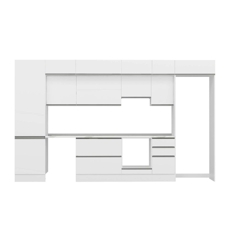 Alvinka 385X240 Cm High Gloss Mutfak Dolabı Mbb-E80B60S45-1 High Gloss | Beyaz - Suntalam