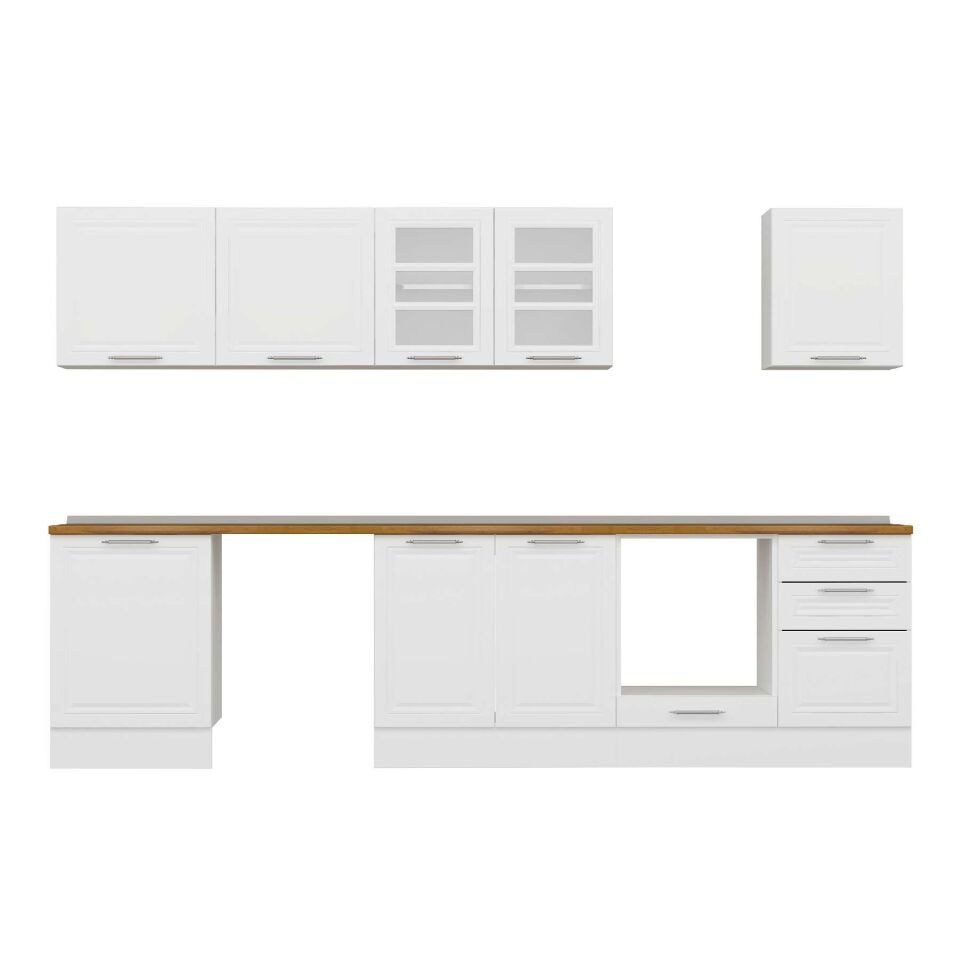 Alvinka 320X210 Cm Klasik Mebran Mutfak Dolabı M-E90S60S50-3 Mebran | Beyaz - Suntalam