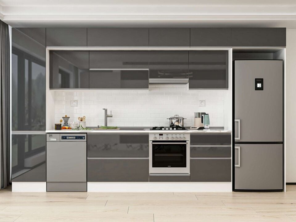 Alvinka 390X240 Cm High Gloss Mutfak Dolabı Mbb-E80B50S60-1