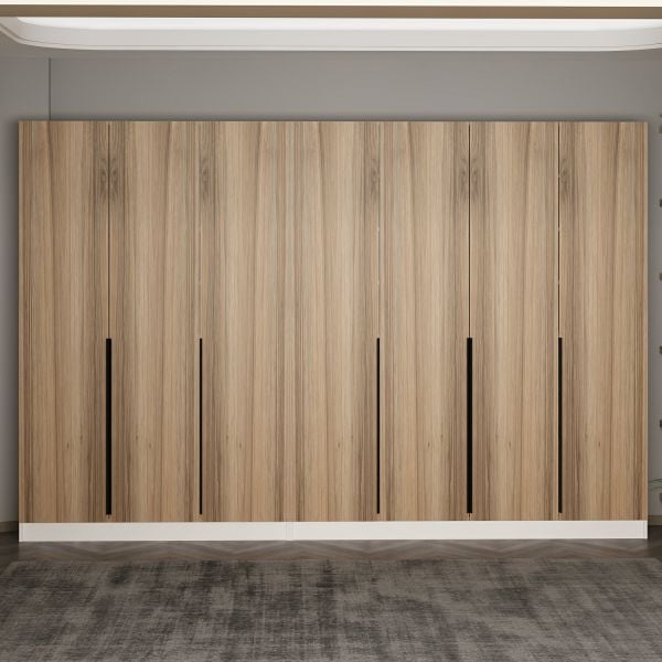 Minar Kale 210 Cm 7 Kapaklı 3B Raf Portmanto Beyaz Dore Plus