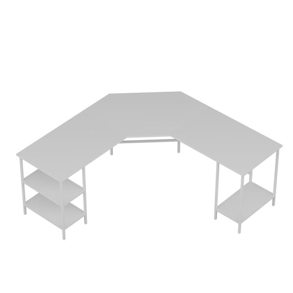 Power Raflı L Köşe Çalışma Masası - Beyaz