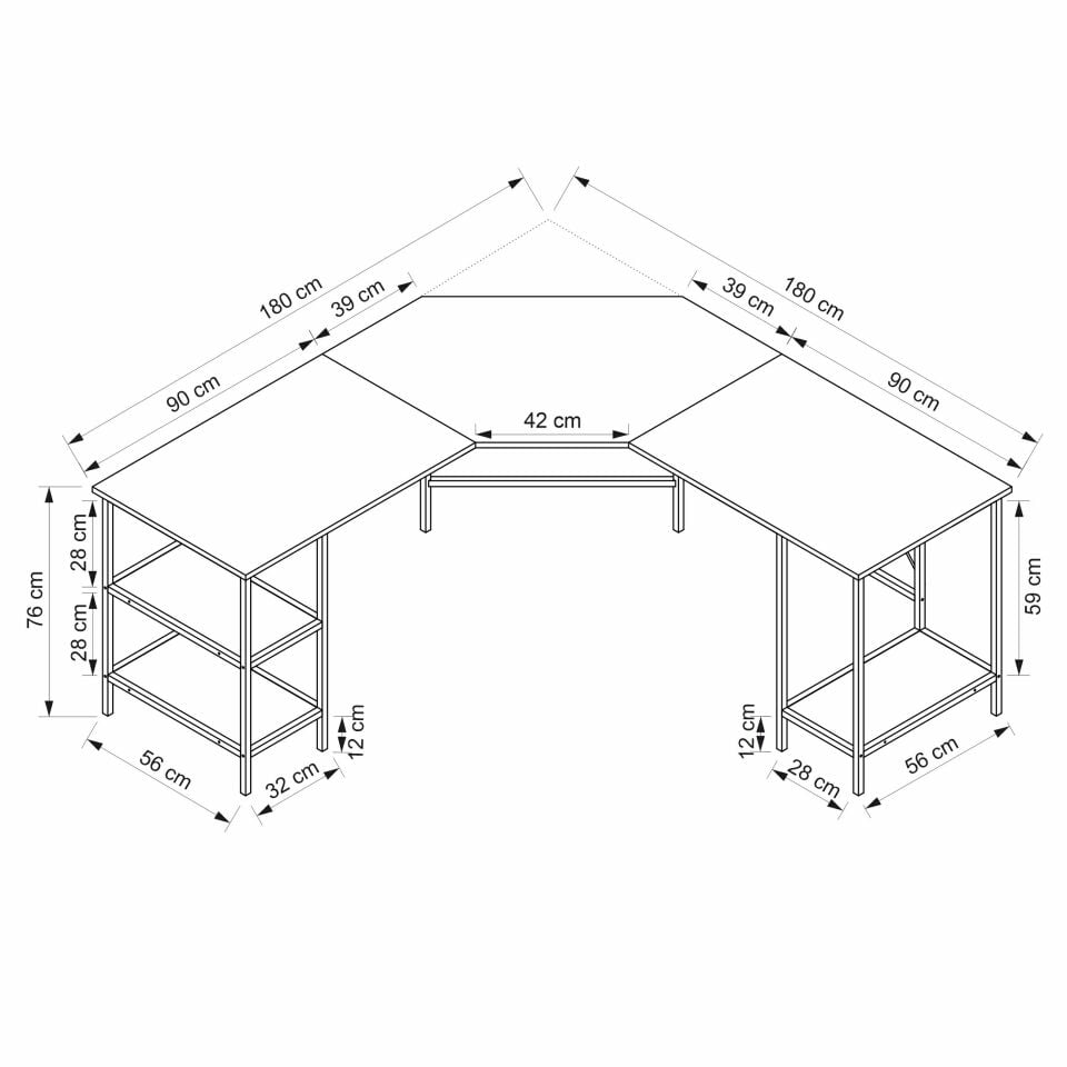 Power Raflı L Köşe Çalışma Masası - Beyaz