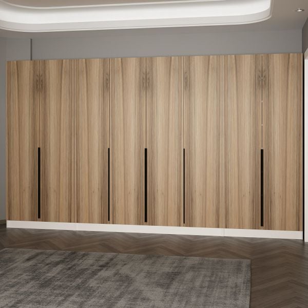 Minar Kale 210 Cm 8 Kapaklı 6B Raf Portmanto Beyaz Dore Plus