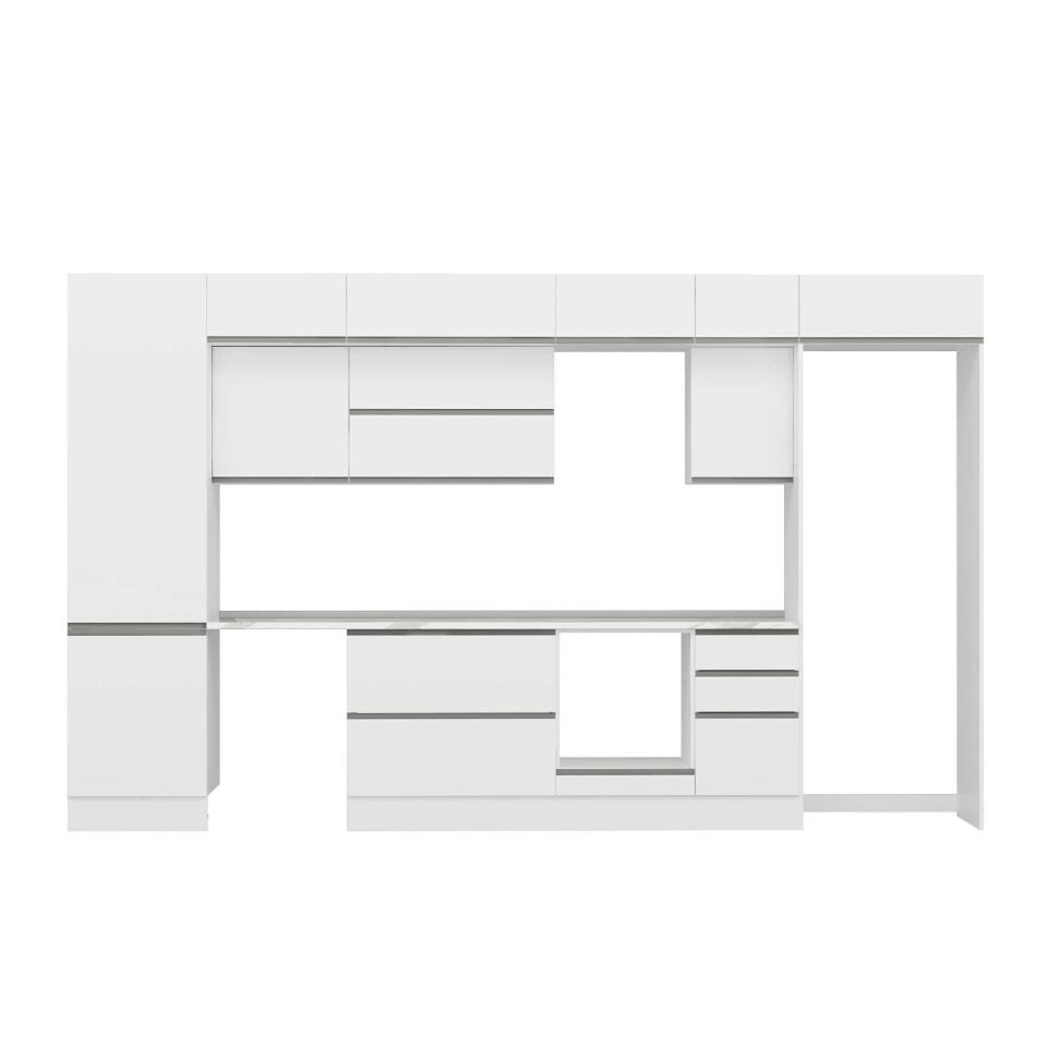 Alvinka 385X240 Cm High Gloss Mutfak Dolabı Mbb-E80B60S45-2 High Gloss | Beyaz - Mdf