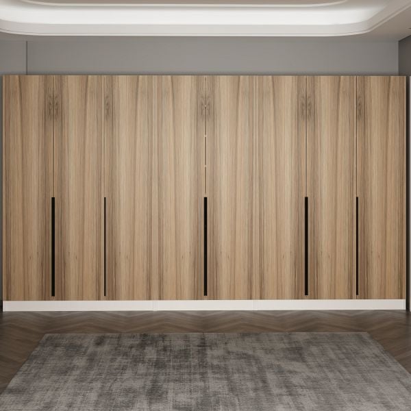 Minar Kale 210 Cm 8 Kapaklı 4B Raf Portmanto Beyaz Dore Plus