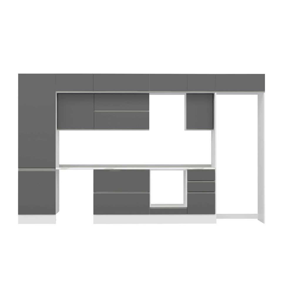 Alvinka 385X240 Cm High Gloss Mutfak Dolabı Mbb-E80B60S45-2 High Gloss | Antrasit - Suntalam