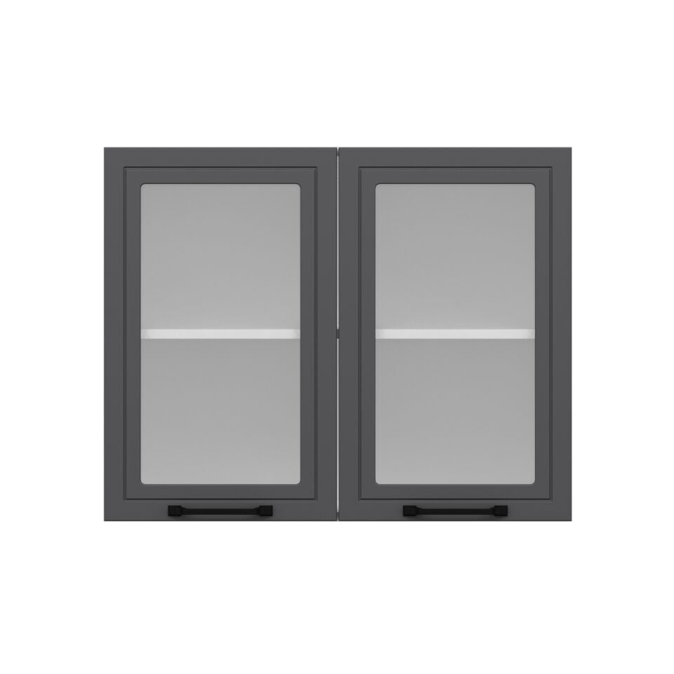 Alvinka Mutfak Modül Mbr_A Üst 2Dk1R 90-H72Cm Dolap Cam Beyaz Antrasit Suntalam