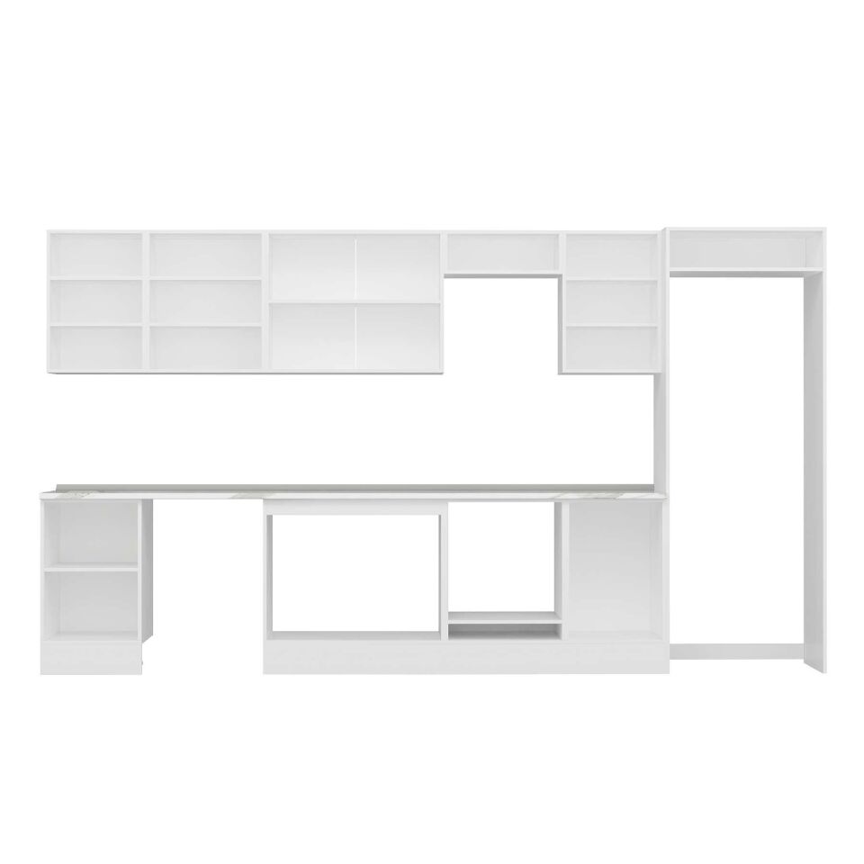 Alvinka 380X222 Cm High Gloss Mutfak Dolabı Mb-E80S50S50-2 High Gloss | Beyaz - Mdf
