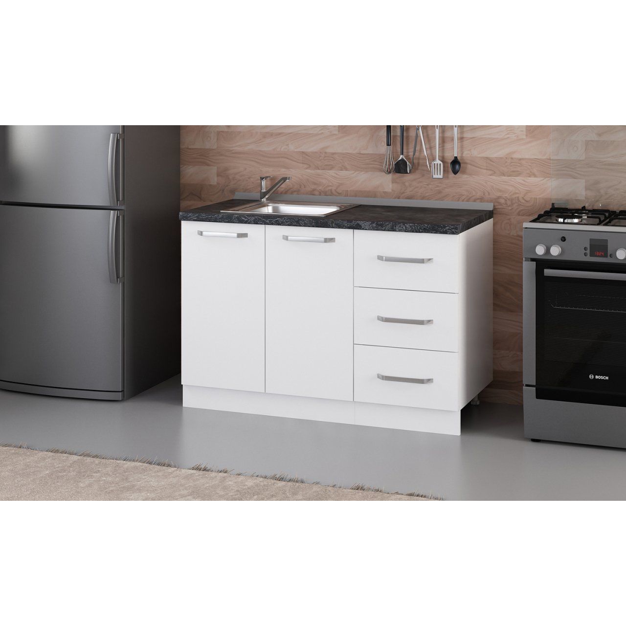 miまとめ売り Minar 125 Cm Mutfak Dolabı Beyaz 125-B2-Alt Modül